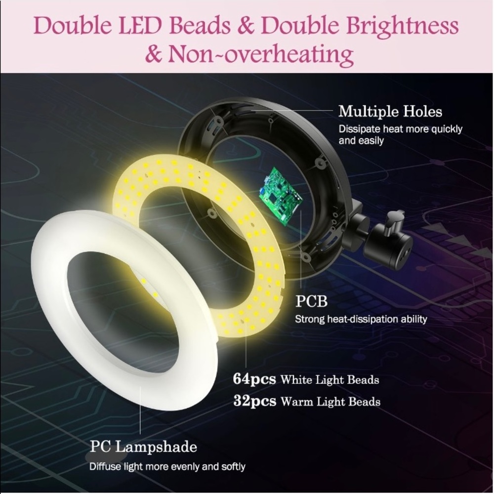 Victsing LED Ring Light with Tripods and selfie stick. NWT - Picture 3 of 6